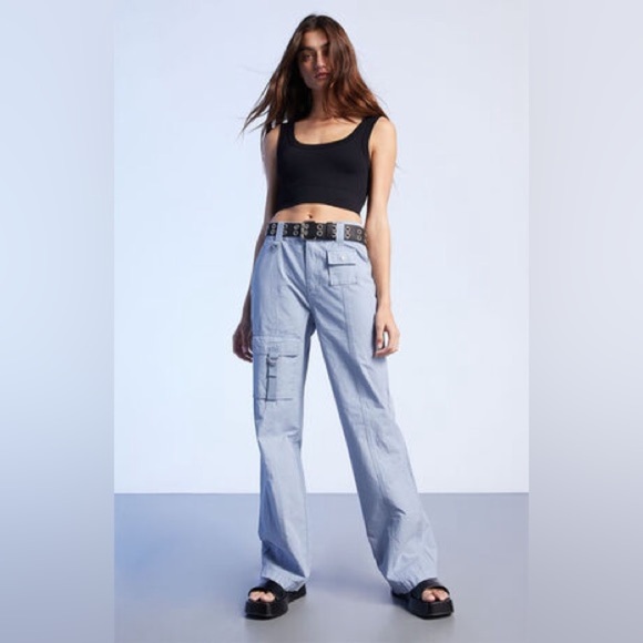 PacSun Pants - Pacsun NWT Christina Blue Cargo Flare Grunge Pants Size 28